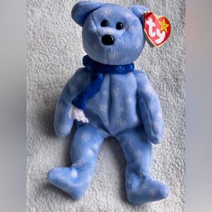 Ty Beanie Baby Blue Stuffed Bear with Scarf 1999 Holiday Bear